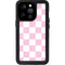 Pink and White Checkerboard iPhone 14 Pro Waterproof Case