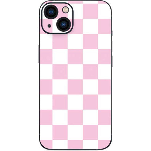 Pink and White Checkerboard iPhone 15 Skin