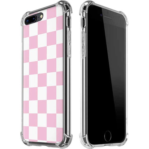 Pink and White Checkerboard iPhone 7/8 Plus Clear Case