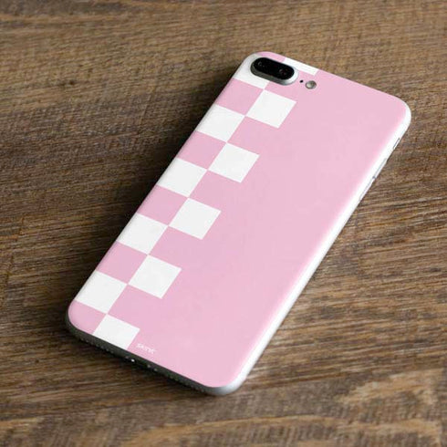 Pink and White Checkerboard iPhone 8 Plus Skin