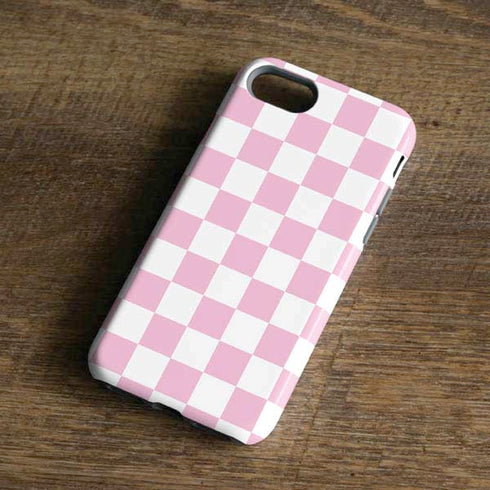 Pink and White Checkerboard iPhone 8 Pro Case