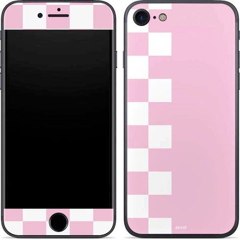 Pink and White Checkerboard iPhone 8 Skin