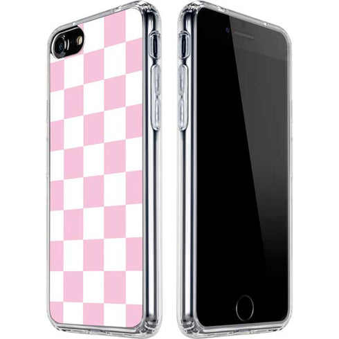 Pink and White Checkerboard iPhone SE (2nd & 3rd Gen) Clear Case