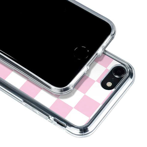 Pink and White Checkerboard iPhone SE (2nd & 3rd Gen) Clear Case