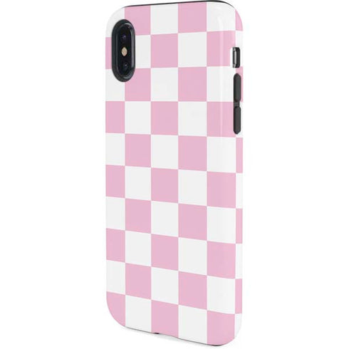 Pink and White Checkerboard iPhone X Pro Case