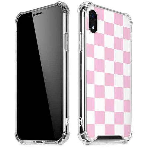 Pink and White Checkerboard iPhone XR Clear Case