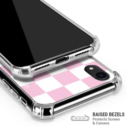 Pink and White Checkerboard iPhone XR Clear Case
