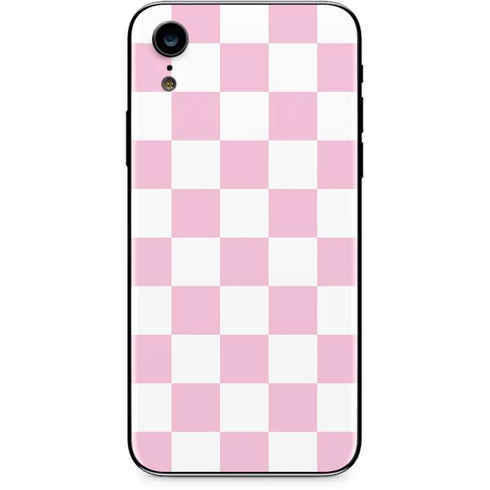 Pink and White Checkerboard iPhone XR Skin
