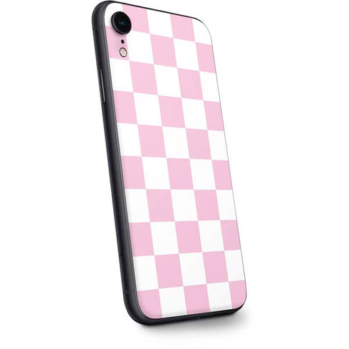 Pink and White Checkerboard iPhone XR Skin