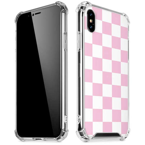 Pink and White Checkerboard iPhone XS Max Clear Case