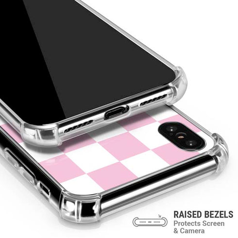 Pink and White Checkerboard iPhone XS Max Clear Case