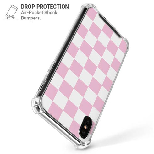 Pink and White Checkerboard iPhone XS Max Clear Case