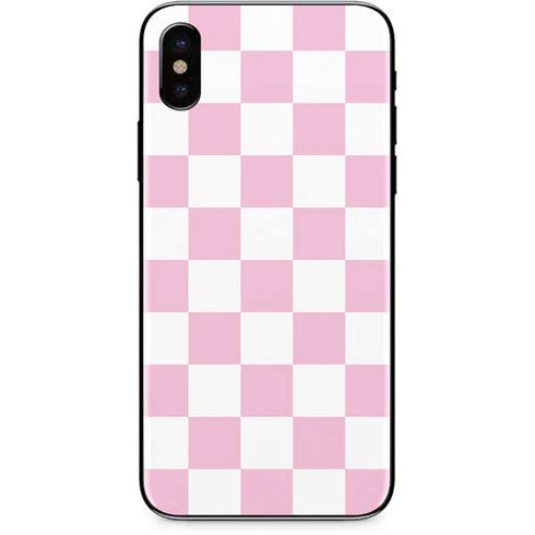 Pink and White Checkerboard iPhone XS Max Skin