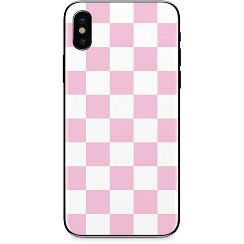 Pink and White Checkerboard iPhone XS Skin