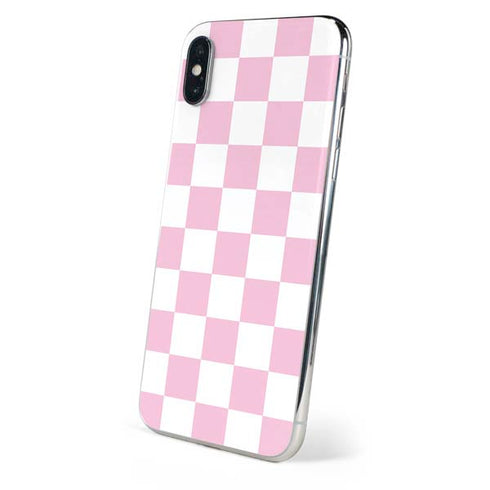 Pink and White Checkerboard iPhone XS Skin