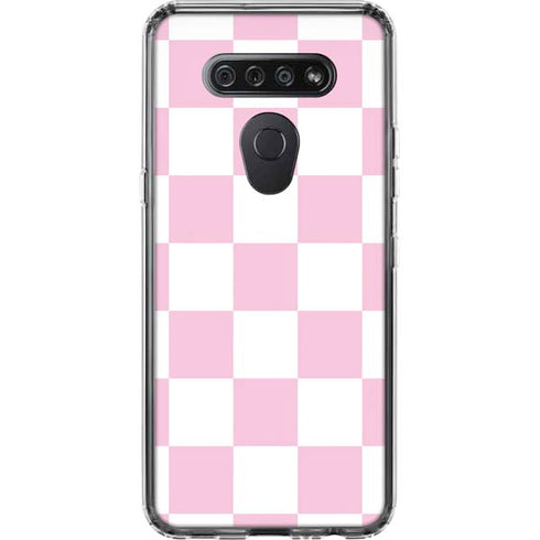Pink and White Checkerboard LG K51/Q51 Clear Case