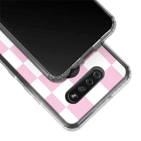 Pink and White Checkerboard LG K51/Q51 Clear Case