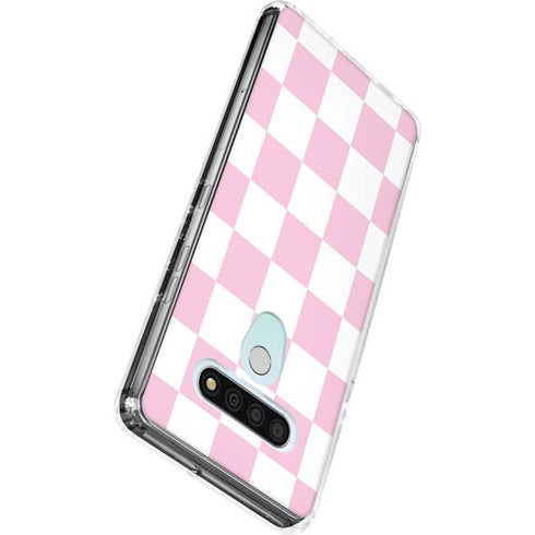 Pink and White Checkerboard LG Stylo 6 Clear Case