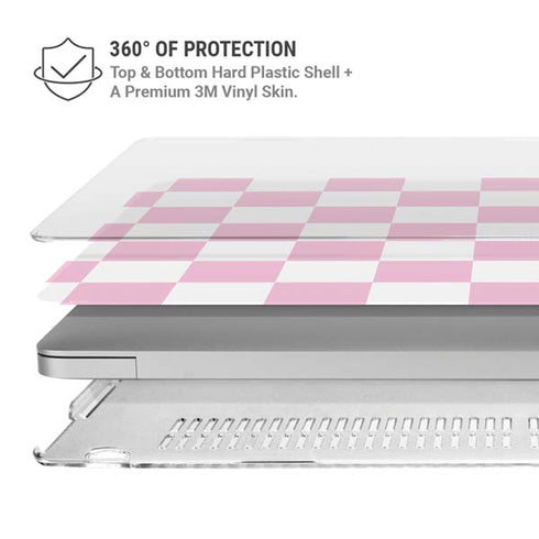 Pink and White Checkerboard MacBook Air 15in (2023-2025) Case plus Skin