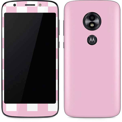 Pink and White Checkerboard Moto E5 Play Skin