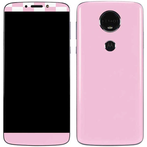 Pink and White Checkerboard Moto E5 Plus Skin