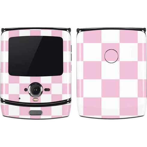 Pink and White Checkerboard Motorola RAZR Skin