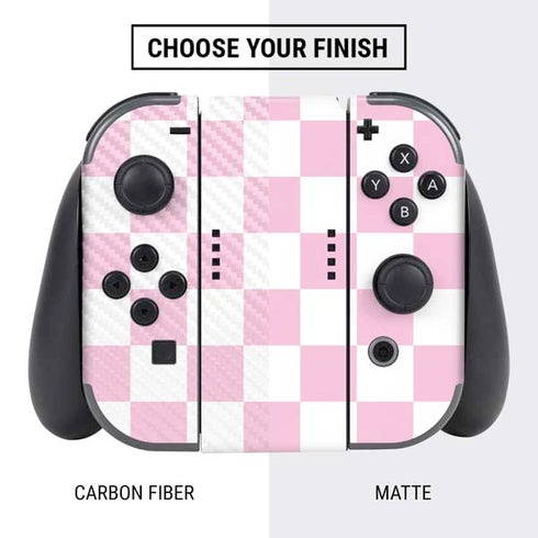 Pink and White Checkerboard Nintendo Switch Bundle Skin