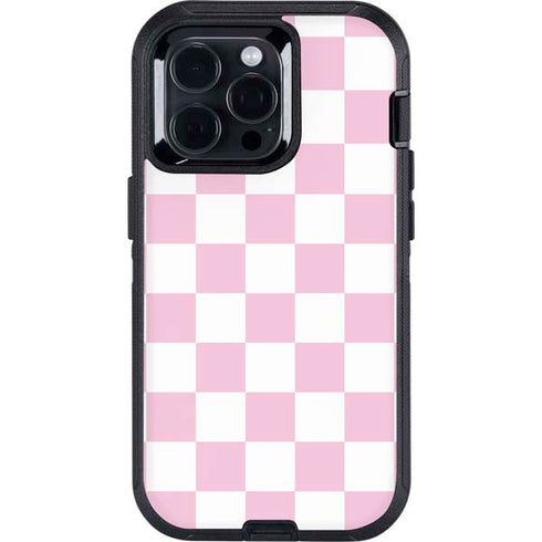 Pink and White Checkerboard Otterbox Defender iPhone Skin