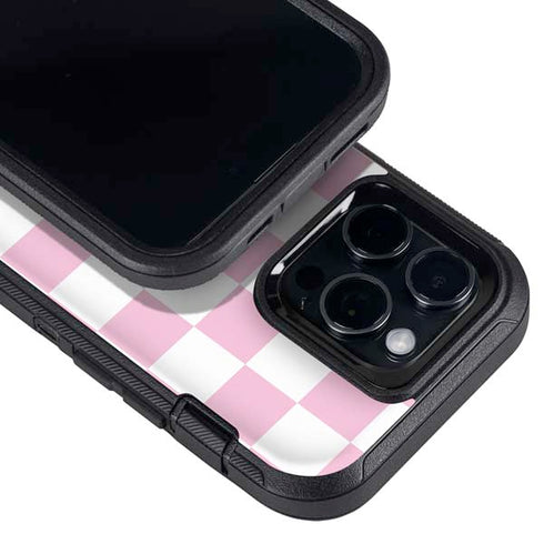 Pink and White Checkerboard Otterbox Defender iPhone Skin