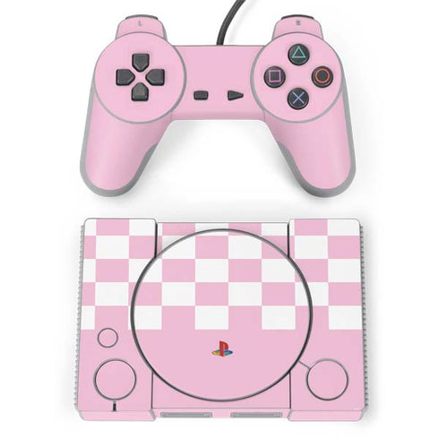 Pink and White Checkerboard PlayStation Classic Bundle Skin
