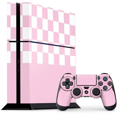 Pink and White Checkerboard PS4 Console and Controller Bundle Skin