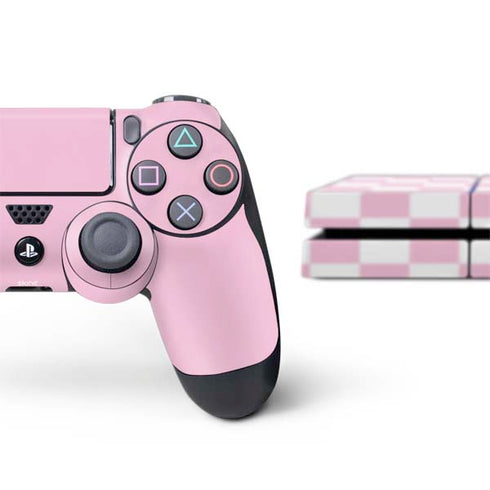 Pink and White Checkerboard PS4 Console and Controller Bundle Skin