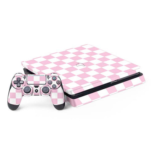 Pink and White Checkerboard PS4 Slim Bundle Skin