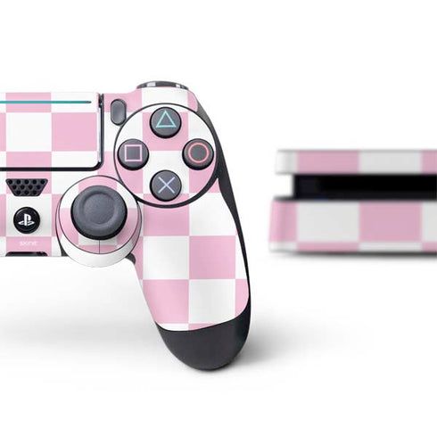 Pink and White Checkerboard PS4 Slim Bundle Skin