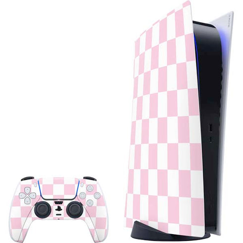 Pink and White Checkerboard PS5 Digital Edition Bundle Skin
