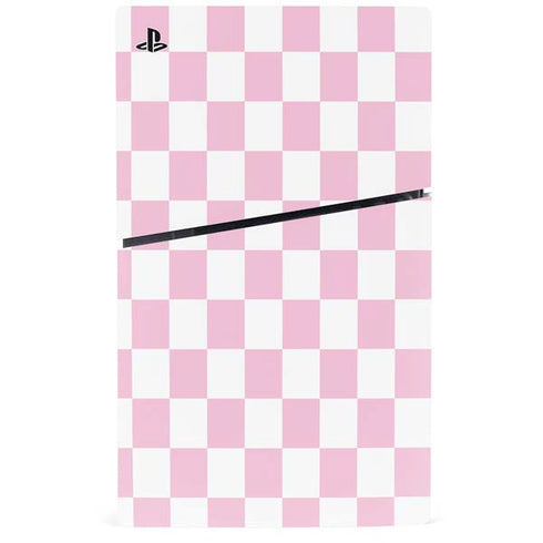 Pink and White Checkerboard PS5 Slim Disk Bundle Skin