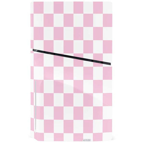 Pink and White Checkerboard PS5 Slim Disk Bundle Skin