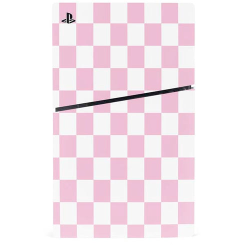Pink and White Checkerboard PS5 Slim Digital Edition Console Skin