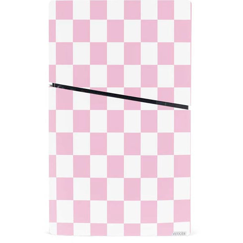 Pink and White Checkerboard PS5 Slim Digital Edition Console Skin