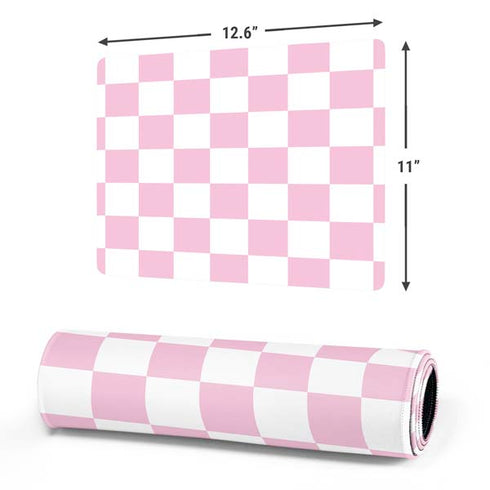 Pink and White Checkerboard Gaming Mouse Pad