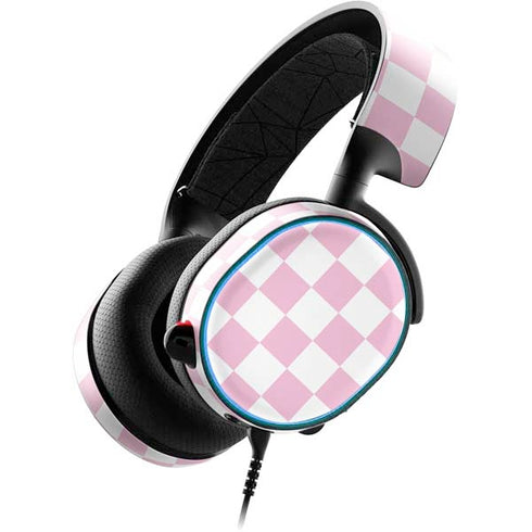 Pink and White Checkerboard SteelSeries Arctis 3 Skin