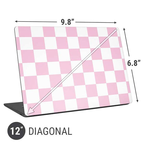 Pink and White Checkerboard Universal Laptop 12in (9.8 x 6.8in) Skin