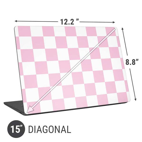 Pink and White Checkerboard Universal Laptop 15in (12.2 x 8.8in) Skin