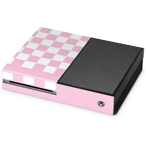 Pink and White Checkerboard Xbox One Console Skin