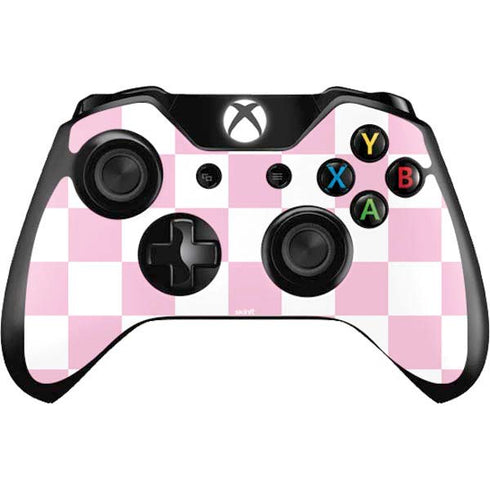 Pink and White Checkerboard Xbox One Controller Skin