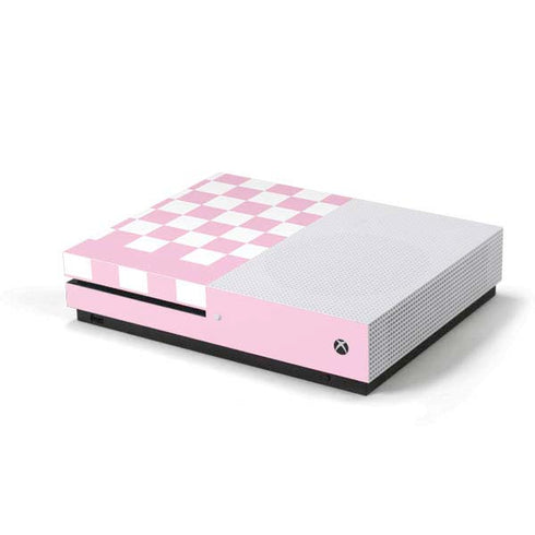 Pink and White Checkerboard Xbox One S Console Skin