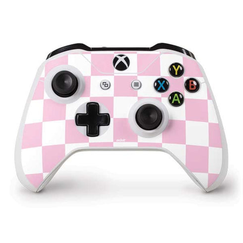 Pink and White Checkerboard Xbox One S Controller Skin