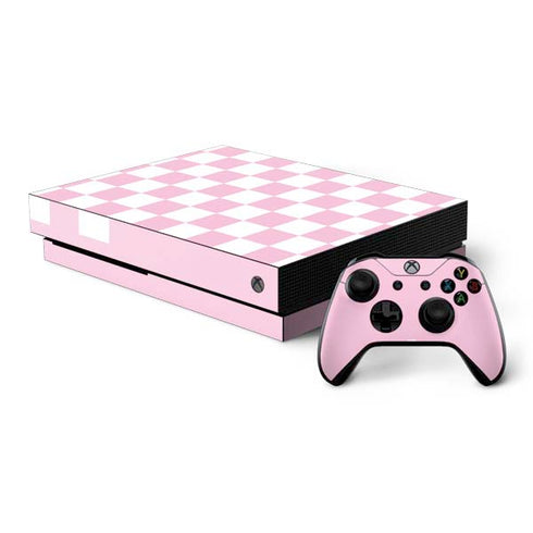 Pink and White Checkerboard Xbox One X Bundle Skin