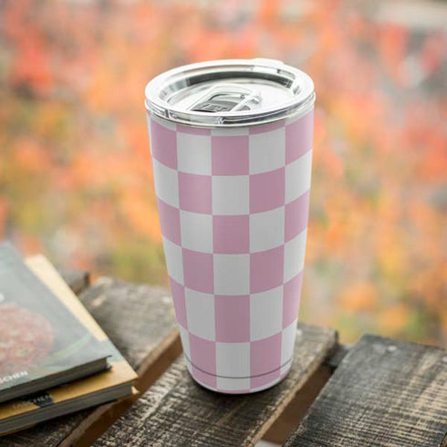 Pink and White Checkerboard Yeti 20oz Tumbler Skin