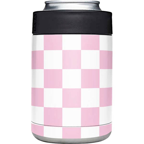Pink and White Checkerboard Yeti Colster Can Insulator Skin